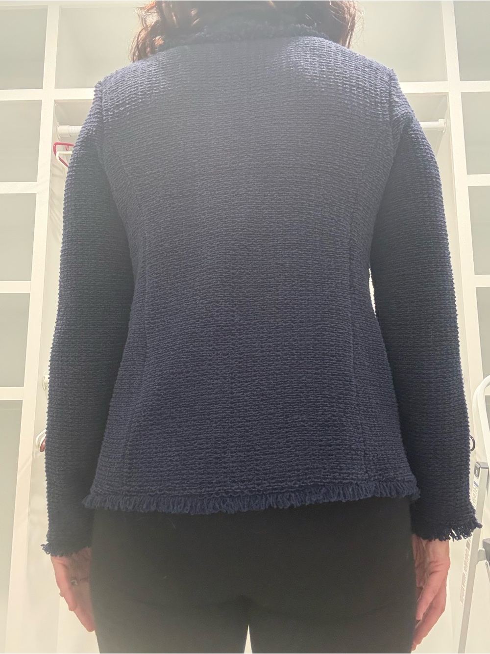 Chico's Navy Textured Knit Cardigan Jacket
